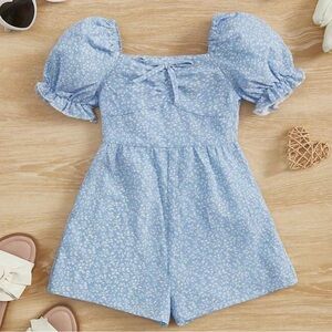 Blue Floral Kids Romper